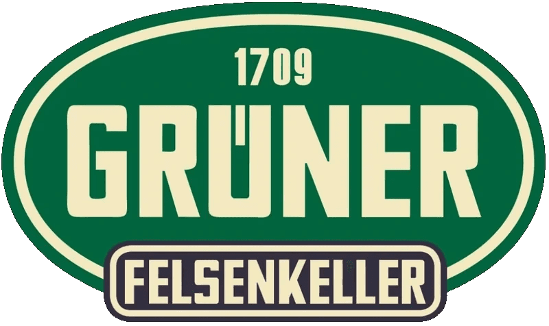 Logo of Grüner Felsenkeller, featuring the year 1709 in a traditional green and cream oval design.