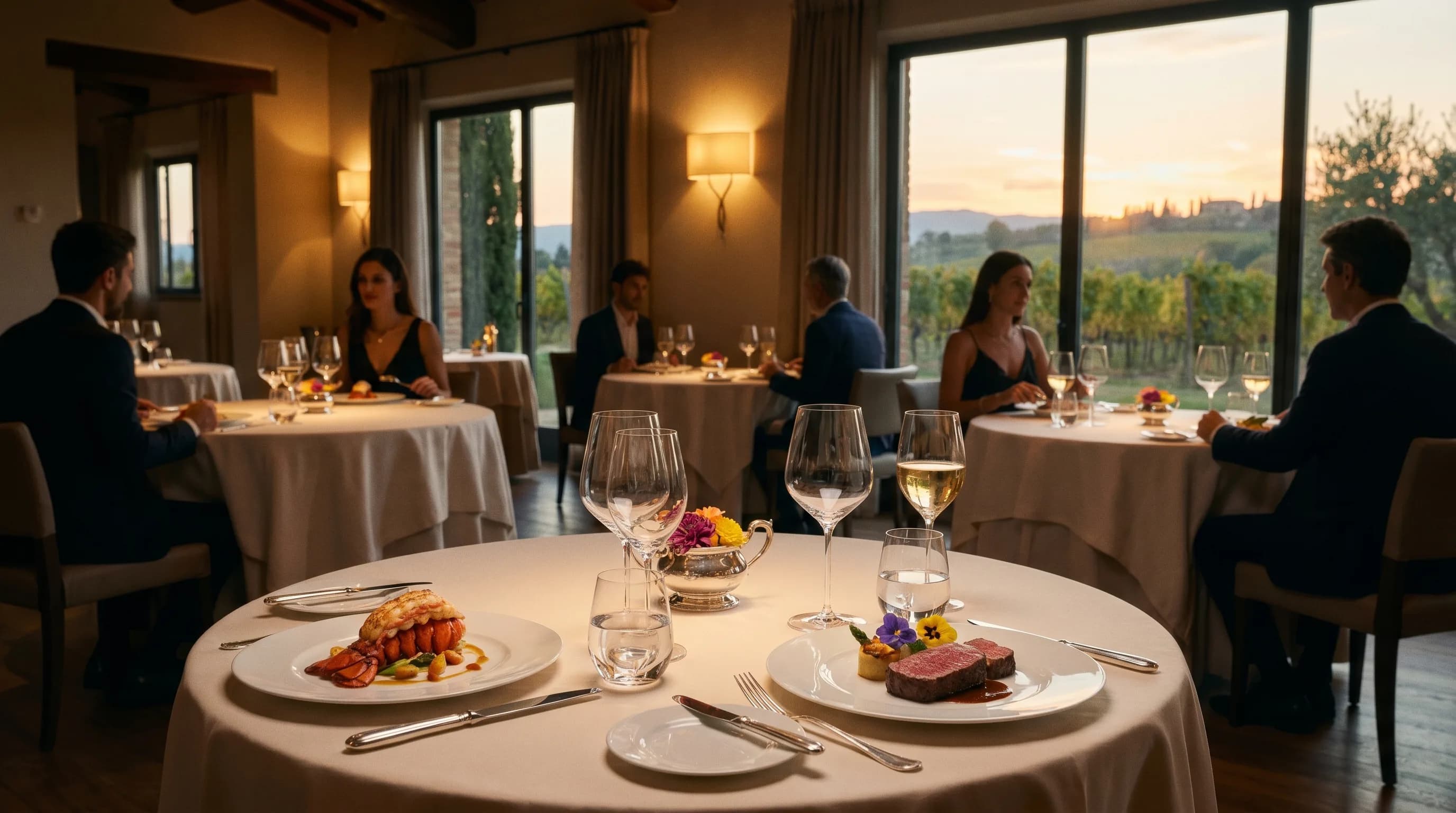 Gourmet-Küche — fein angerichtete Gerichte in elegantem Ambiente